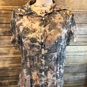 CAbi button down floral blouse